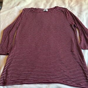 Old Navy Burgundy and White Striped Long Sleeve Tee